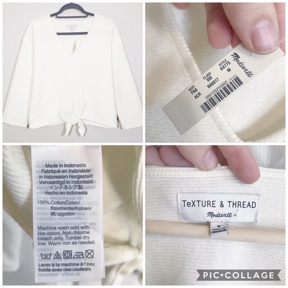 SOLD Madewell Texture & Thread Top cream medium - Picture 4 of 7